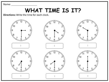 Telling Time Telling The Time Practice For Children Time