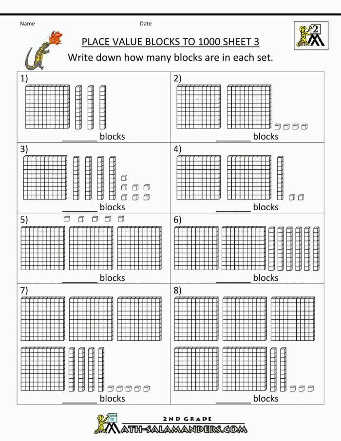 Decomposing Numbers Into Base 10 Blocks Worksheets K5 Learning