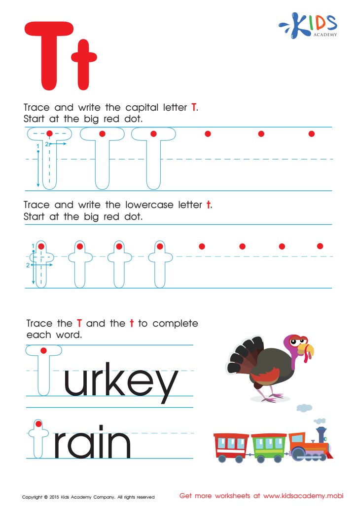Letter T tracing alphabet worksheets 693509 Vector Art at Vecteezy