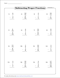 Year 4 Adding and Subtracting Fractions Worksheets 