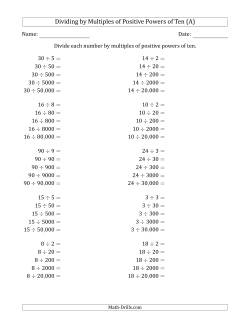powers of 10 worksheets