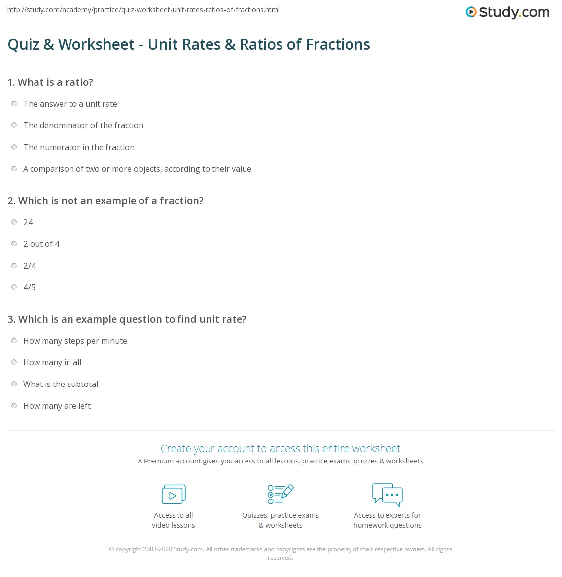 rates and ratios worksheets