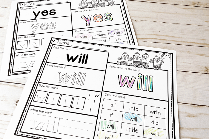 Recognize Sight Words Worksheets for Preschool and Kindergarten 