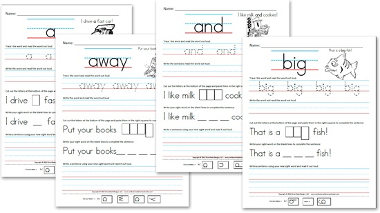 sight word sentences worksheets for kindergarten