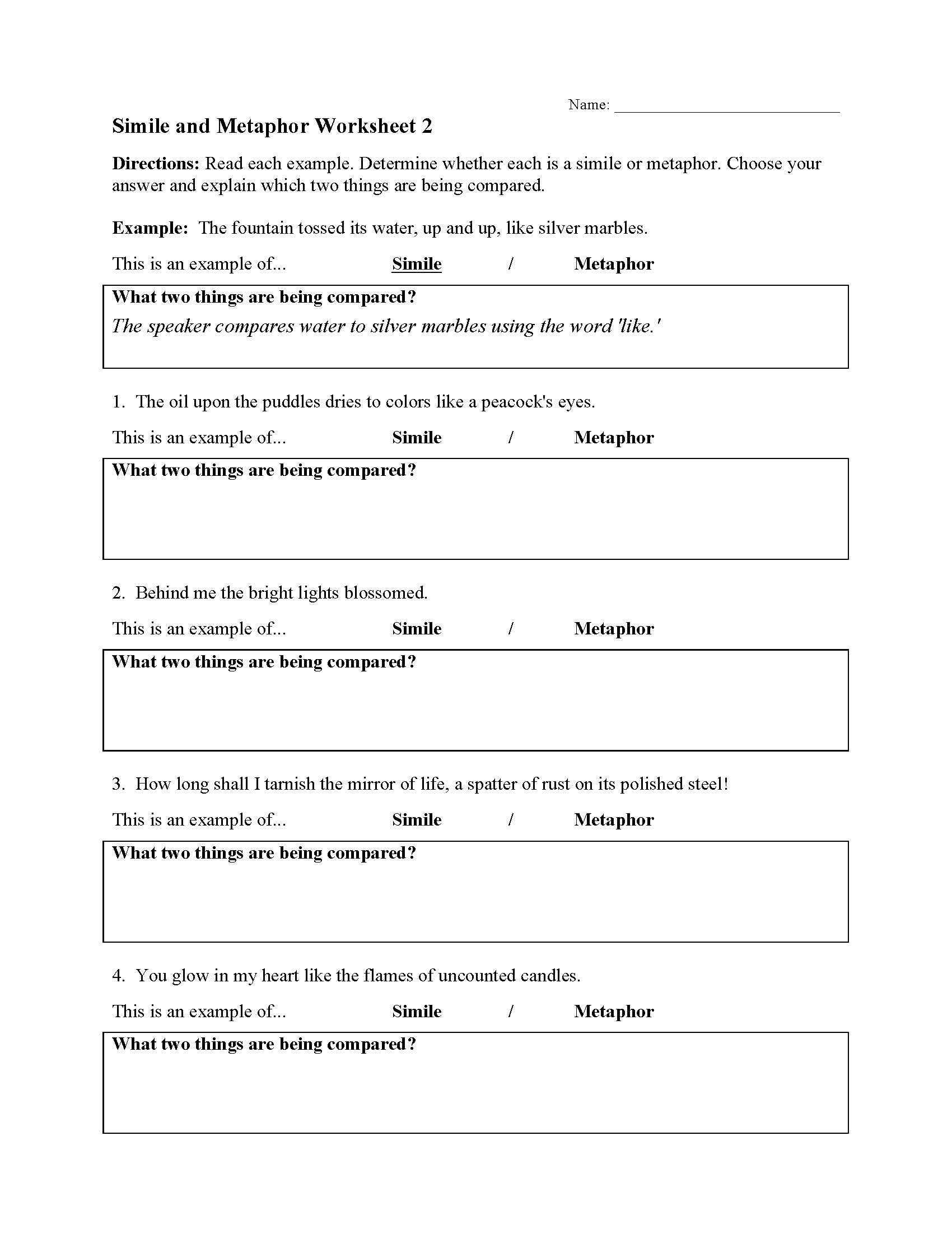 Figurative Language Worksheet 2 - Fill Online, Printable, Fillable 