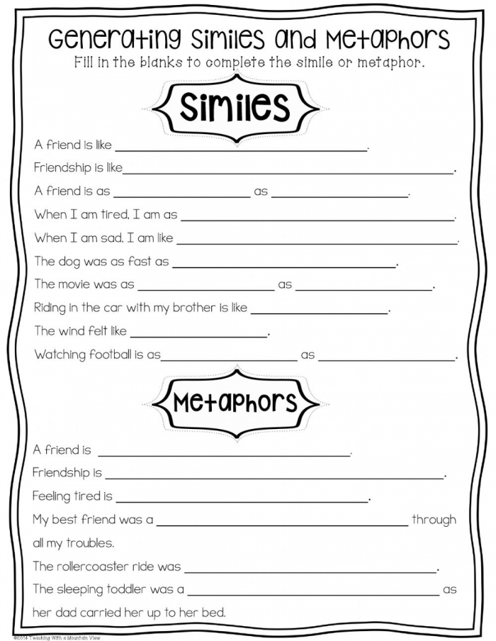 Simile or Metaphor Worksheet | PDF