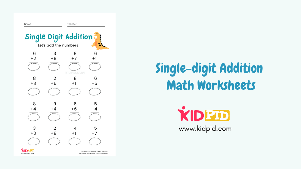 Single Digit Addition Worksheet 4