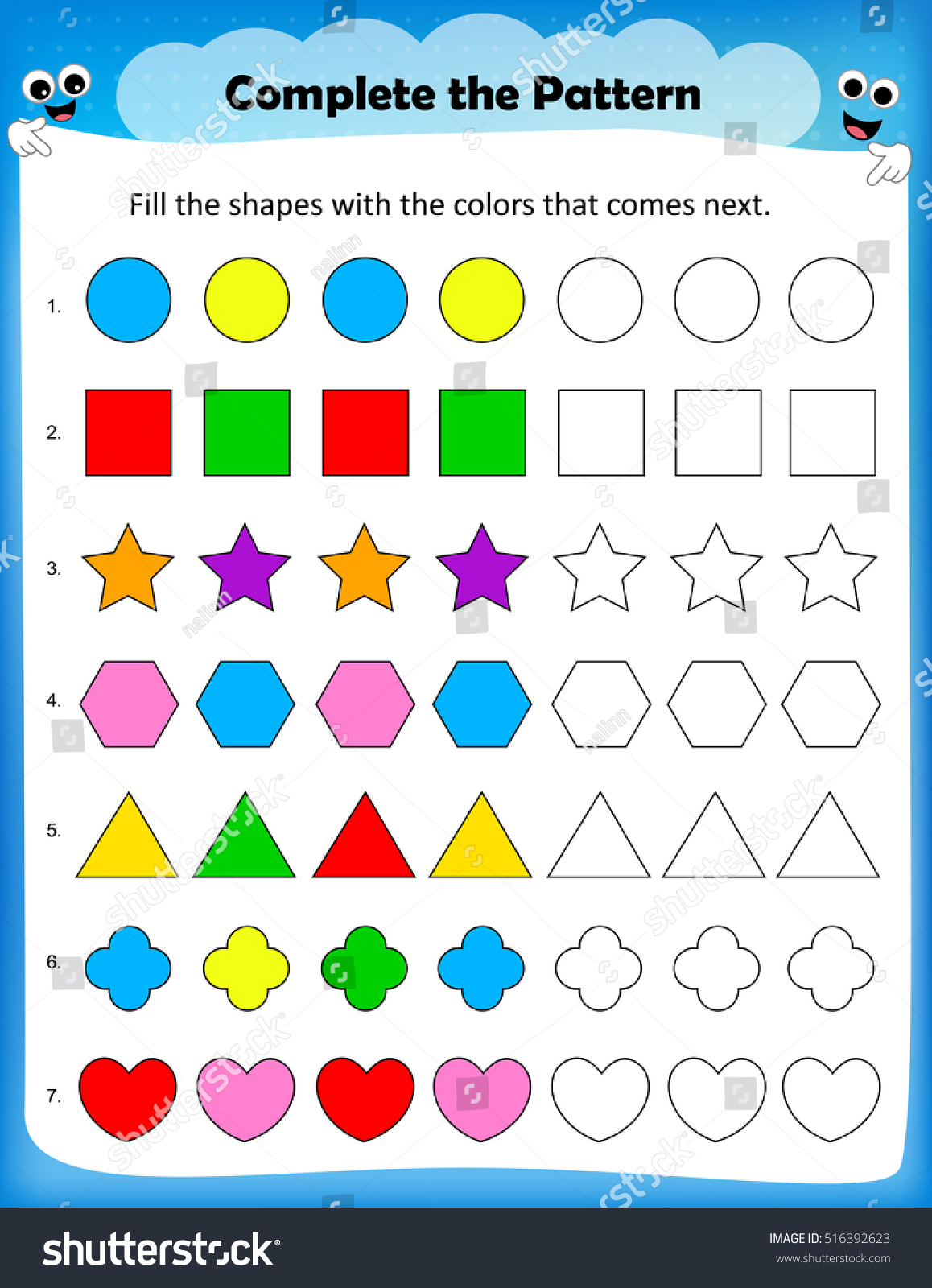 Color All the Stars Worksheet, Star Shape Activity Sheets Free 