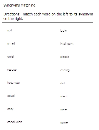 synonyms or antonyms worksheet  