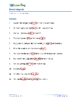 Enhance Learning with Direct Object Worksheets | Engaging Exercises ...