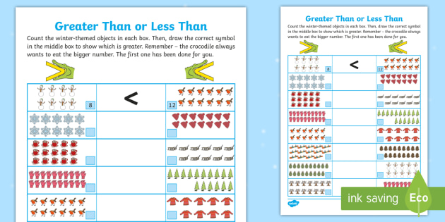 Comparing Numbers. less Than, Greater Than, Equal To. Worksheets ...