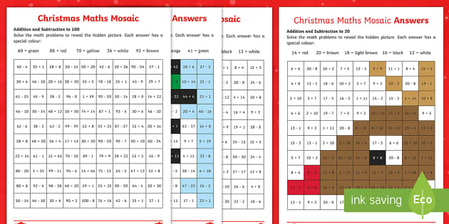 Christmas &  Winter Math Worksheets for 2nd, 3rd and 4th Graders 