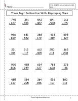 Subtraction Worksheets (No Regrouping)