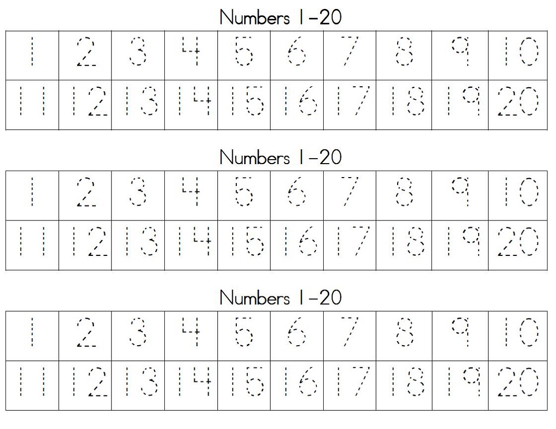 Number Tracing Worksheets 1-20 | PDF
