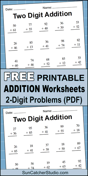 2 Digit Addition Worksheets with Carrying