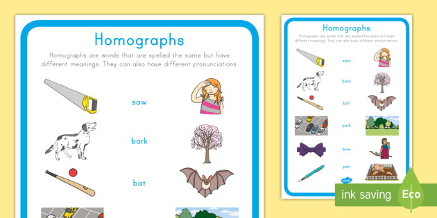 homographs worksheets