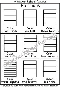 free printable fraction worksheets
