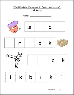 English for Kids Step by Step: Word Families Worksheets: At Words 