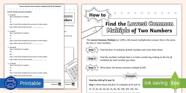 Factors Worksheets | LCM and GCF Worksheets