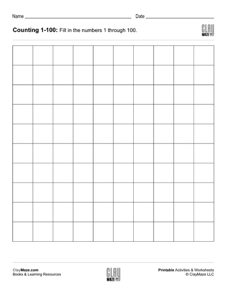 Counting Chart 1 to 100 (blank) | Homeschool Books, Math Workbooks ...