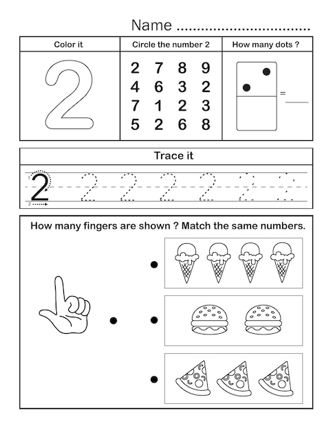 Premium Vector | Printable number 2 tracing worksheet for practice ...