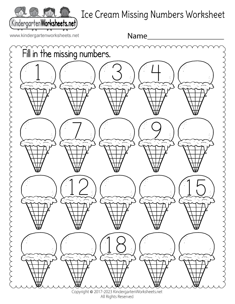 Ice Cream Missing Numbers 1-20 Worksheet - Free Printable, Digital ...