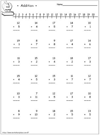 1 digit addition worksheet