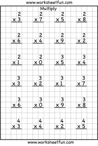 Single Digit Multiplication - Eight Worksheets / FREE Printable ...
