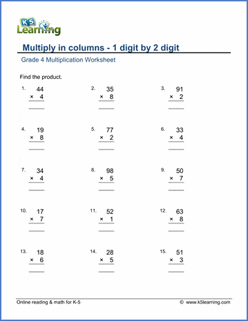 1 digit multiplication worksheet pdf