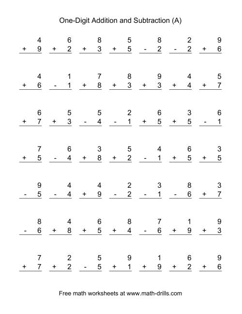 1 digit subtraction worksheet 1st grade