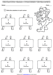 1 digit subtraction worksheet 1st grade