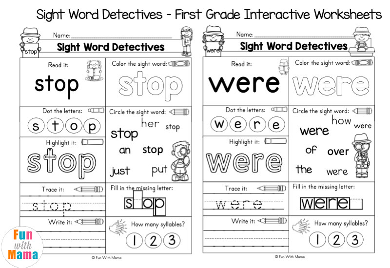 First Grade Sight Words - Interactive Worksheets for Learning ...