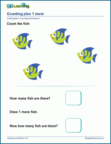 Counting and 1 more or less worksheets | Worsheets library