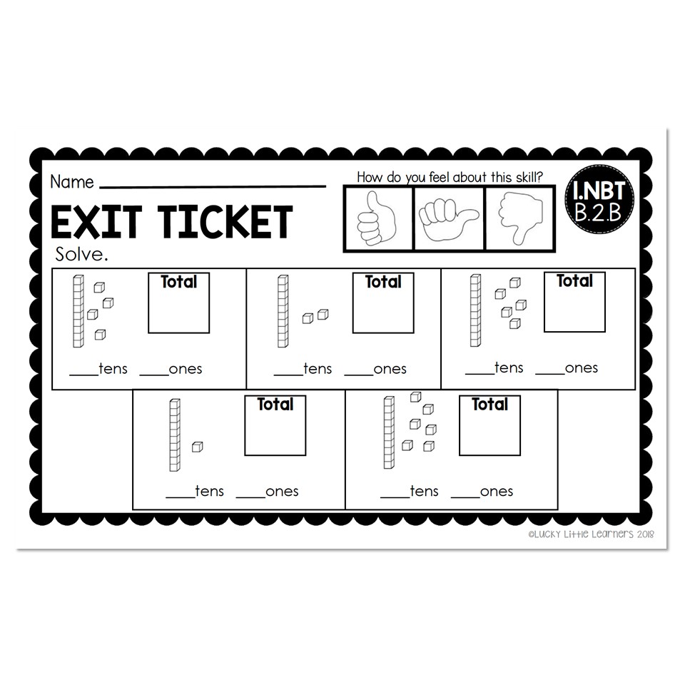 1st Grade Exit Tickets - Numbers &  Operations in Base Ten - 1.NBT ...