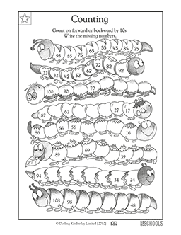Counting caterpillars | 1st grade, 2nd grade Math Worksheet ...