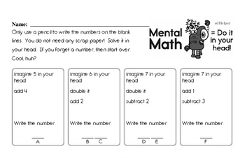 1 oa 1 worksheet