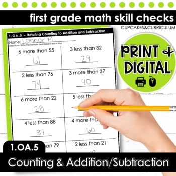Relating Counting to Addition and Subtraction Worksheets First Grade Math  1.OA.5 • Cupcakes &  Curriculum