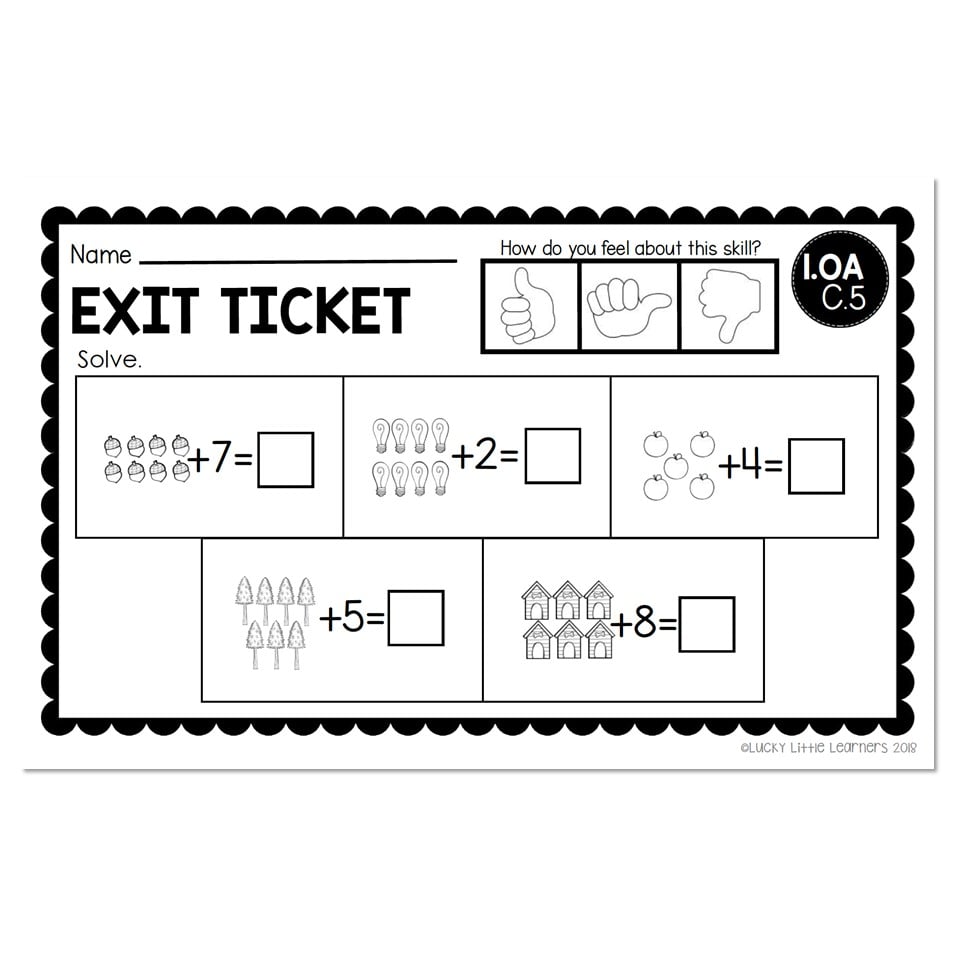1st Grade Exit Tickets - Operations &  Algebraic Thinking - 1.OA C ...