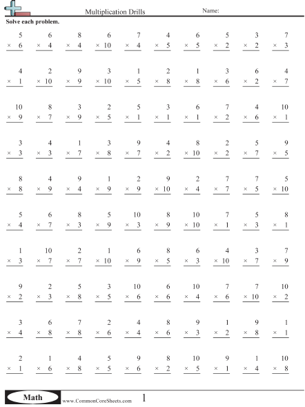3.oa.7 Worksheets | Free - CommonCoreSheets