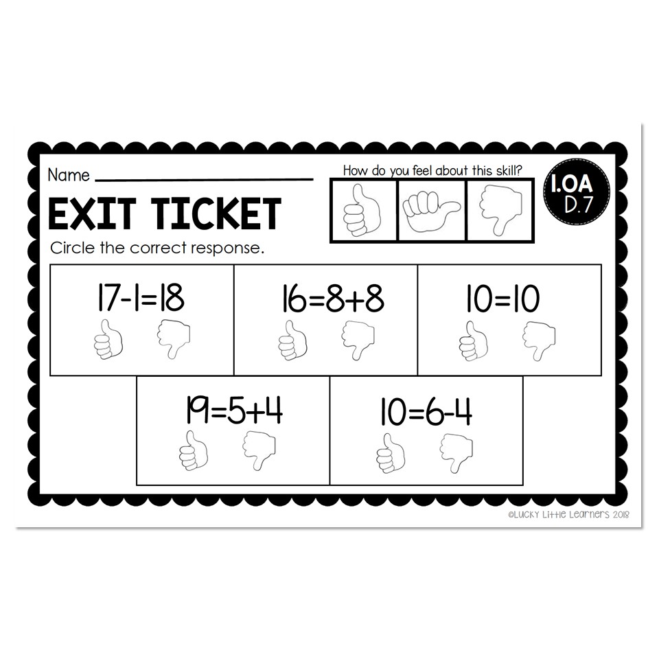 1st Grade Exit Tickets - Operations &  Algebraic Thinking - 1.OA D ...