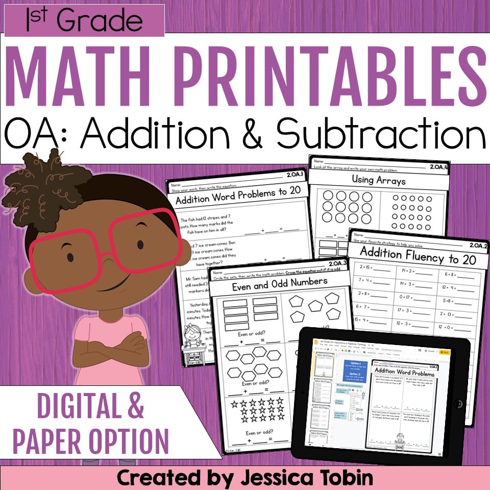 1st Grade OA Math Printables Worksheets - Elementary Nest