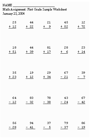 1 st grade math worksheet