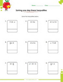 Solving one, two and multi step inequalities worksheets