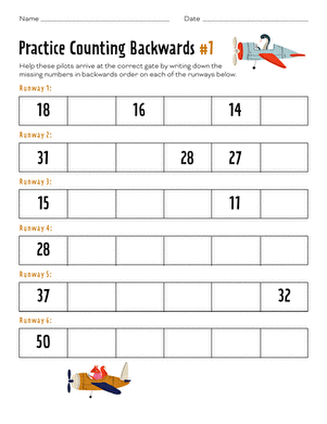 Practice Counting Backwards #1 | Interactive Worksheet 