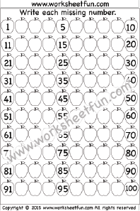 Numbers - Missing Numbers 1-100 / FREE Printable Worksheets ...
