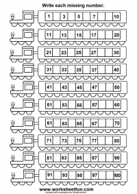 Missing numbers 1 - 100 - Six Worksheets / FREE Printable ...