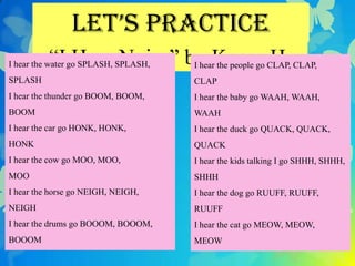 10 examples of onomatopoeia sentences