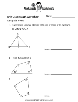 10th Grade Math Worksheets | Worksheets Worksheets