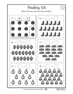Finding 10s | 1st grade Math Worksheet | GreatSchools