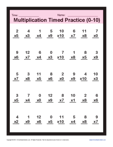 Timed Multiplication Worksheets 0 - 10 | Printable Practice Sheets